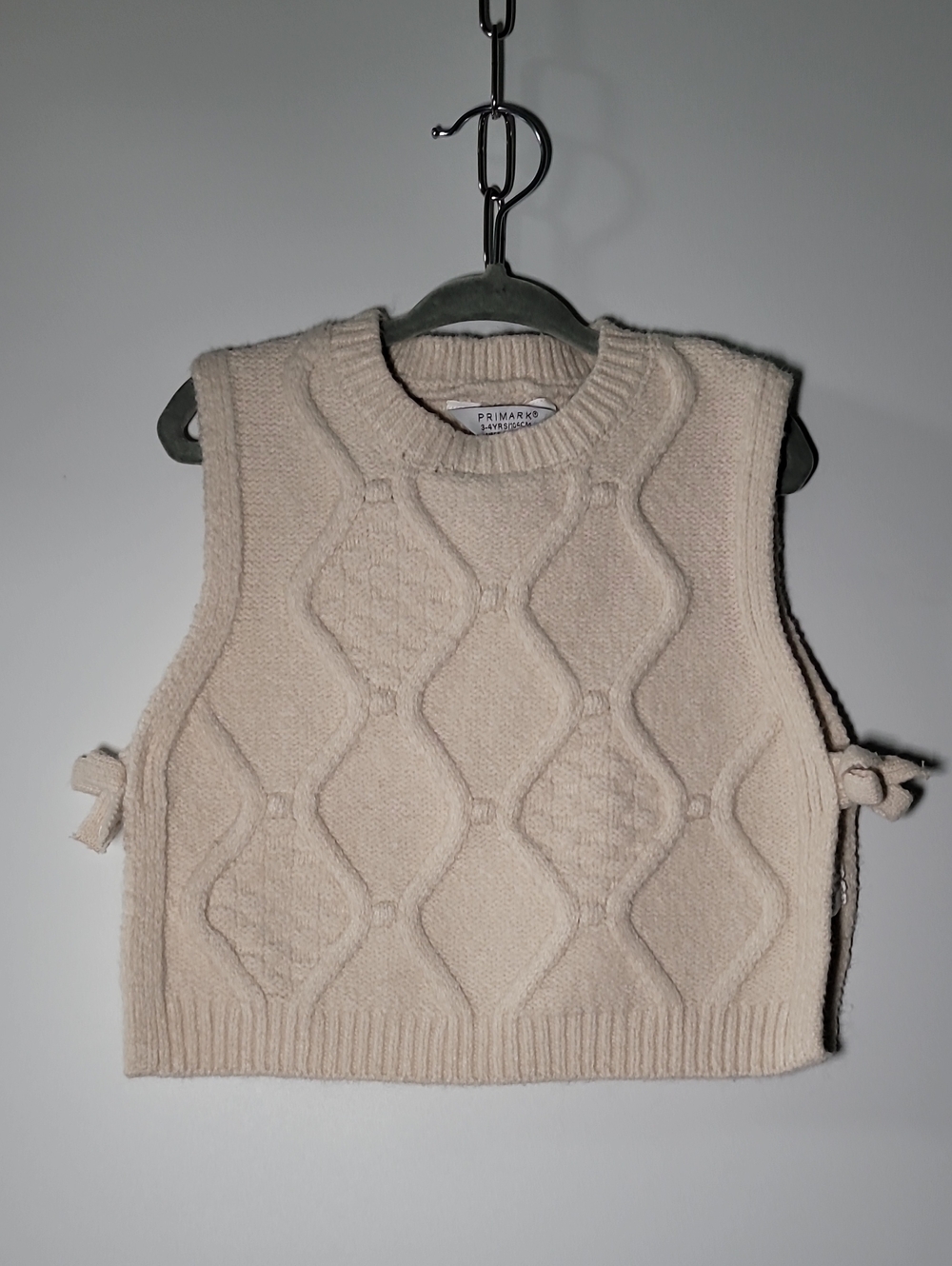 Primark Cream Cable-Knit Tie-Side Sweater Vest